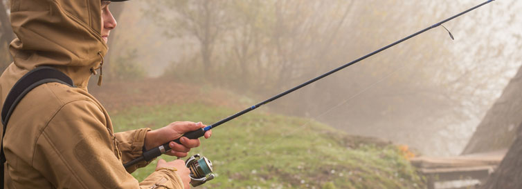 Fishing tackle and the riverbank